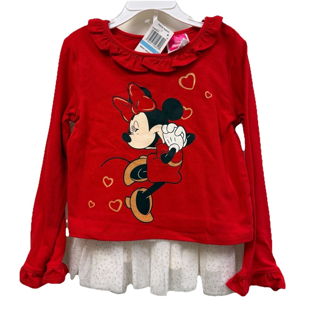Disney Junior Minnie Mouse Girls 2Pc Tutu Skirt Set Red Gold Size 5 NWT FLAW